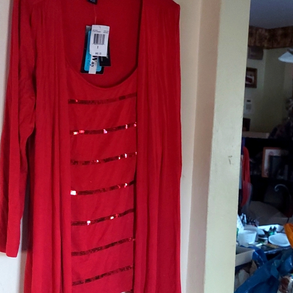 Nwt sz m Sequined one piece blouse with attached jacket.